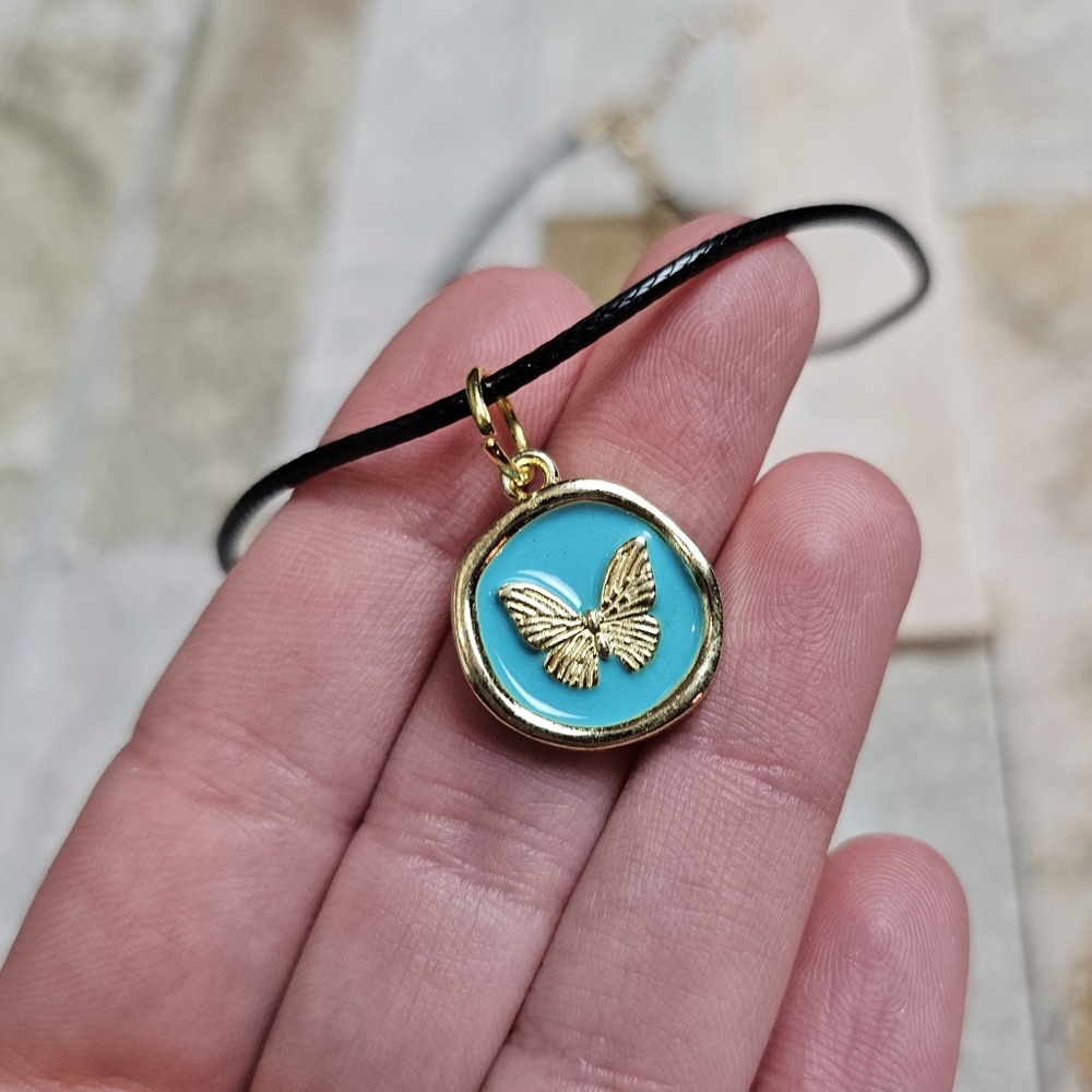 Handmade Circle Butterfly Cord Necklace